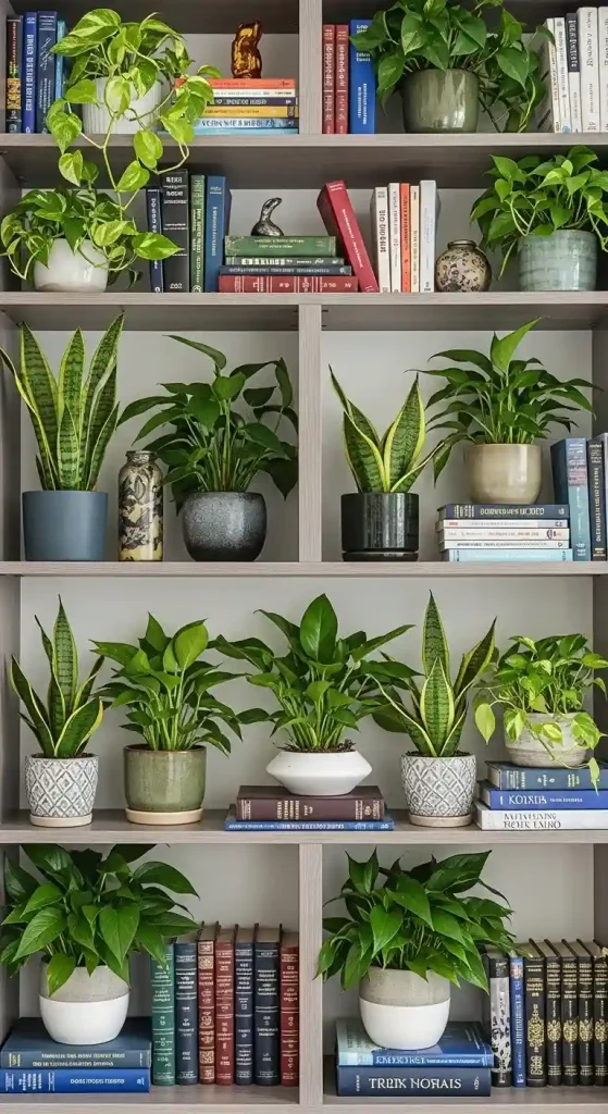 12 House Plant Display Ideas Bookshelf