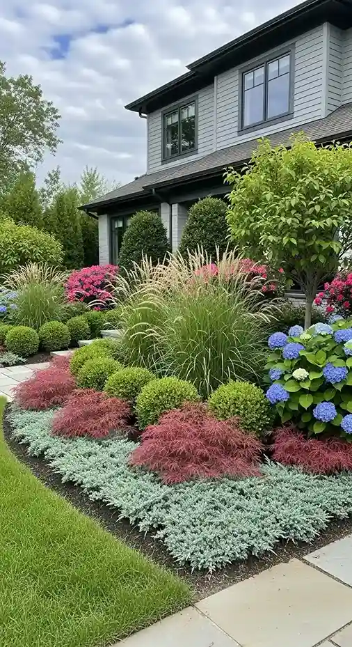 14 Layered Foundation Planting with Evergreens