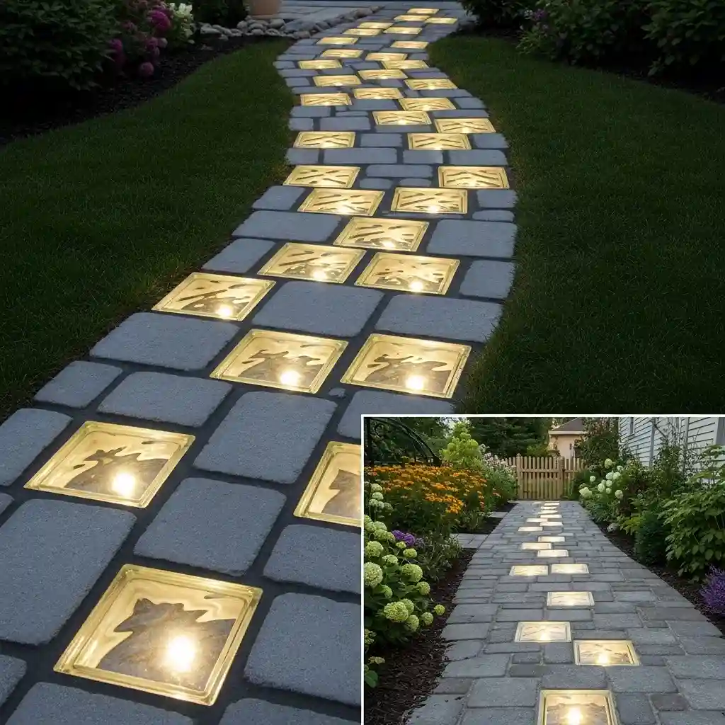 15 Illuminated Glass Block Path