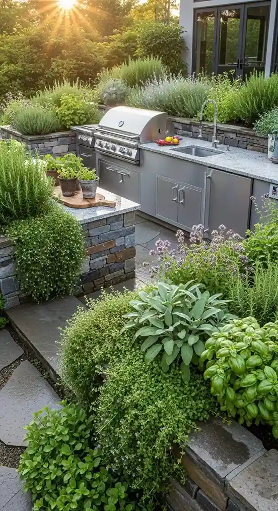 15 Outdoor Kitchens Surrounded by Herb Gardens