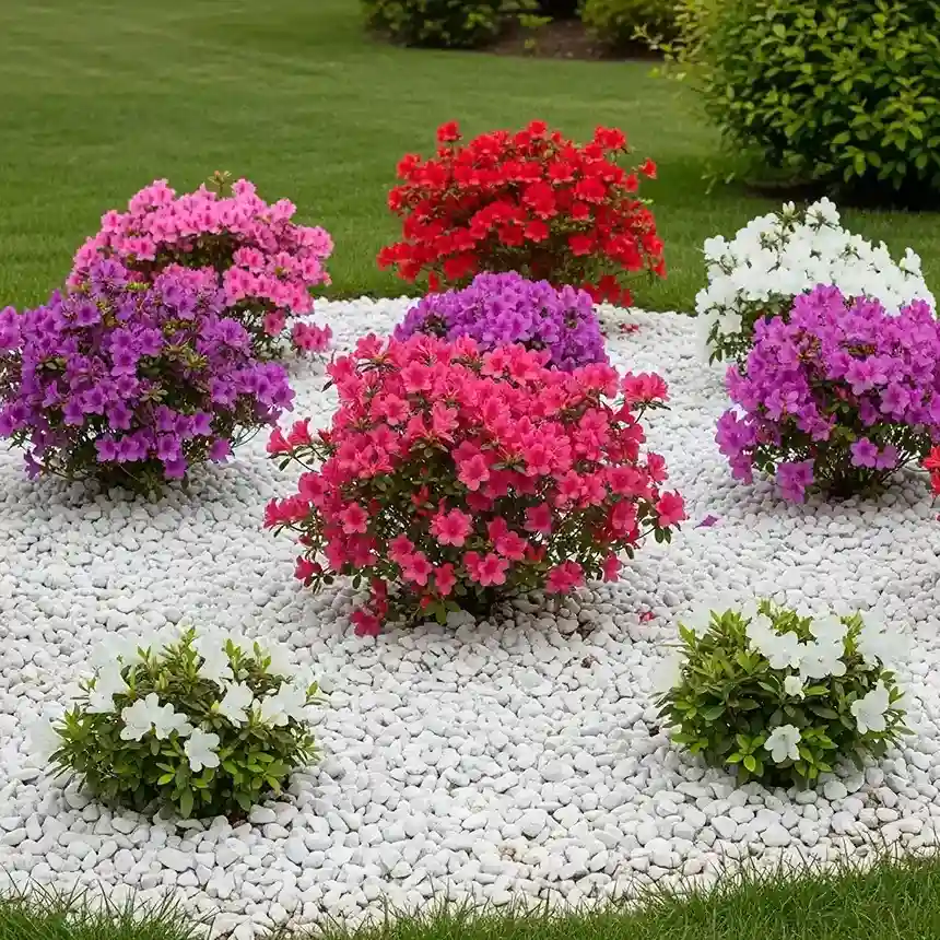 17 White Stone with Evergreen Azaleas