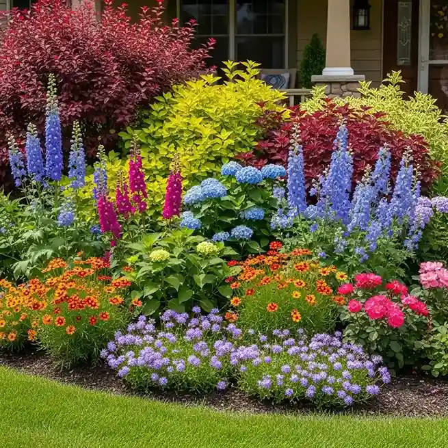 13 Colorful Shrub and Flower Mixed Bed