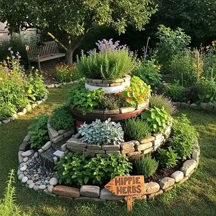 14 Herb Spiral Permaculture Design