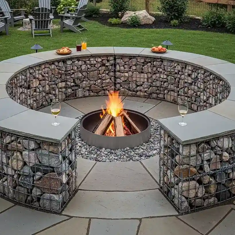 16 Gabion Wall Fire Pit Surrounds
