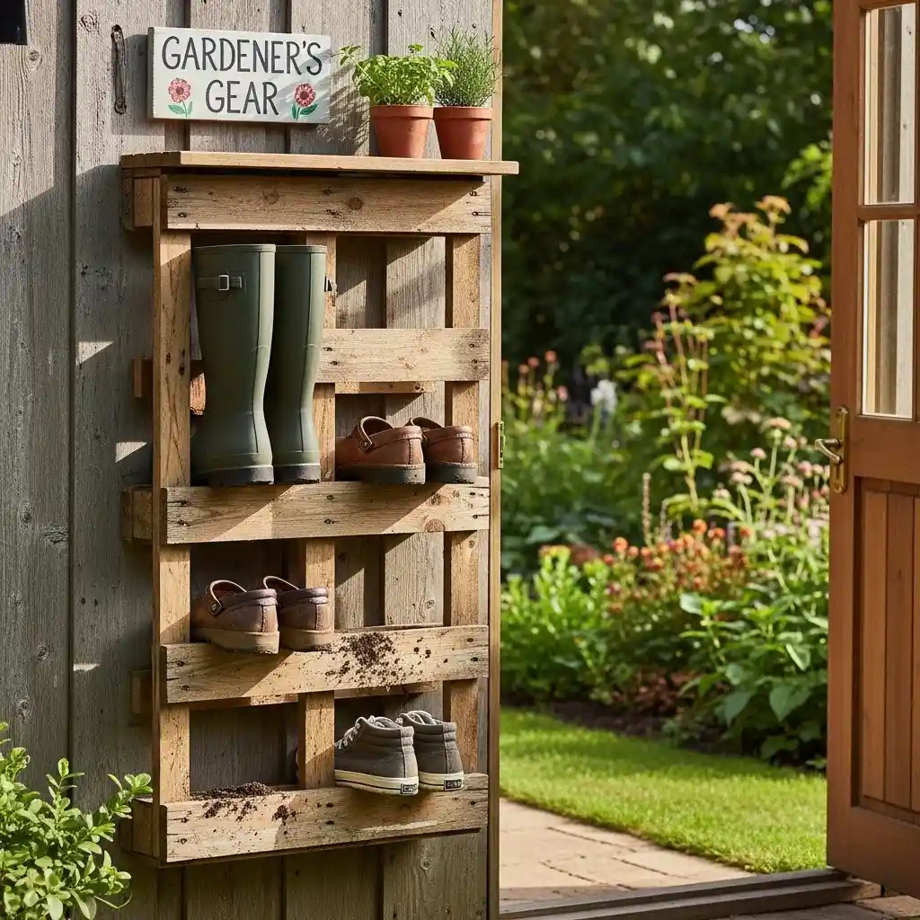 16 Pallet Shoe Rack for Gardeners