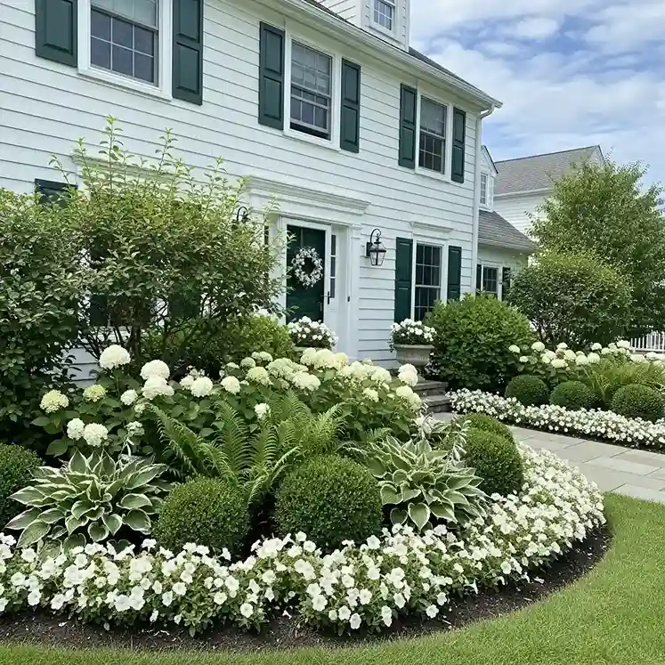 17 White and Green Elegant Flower Bed