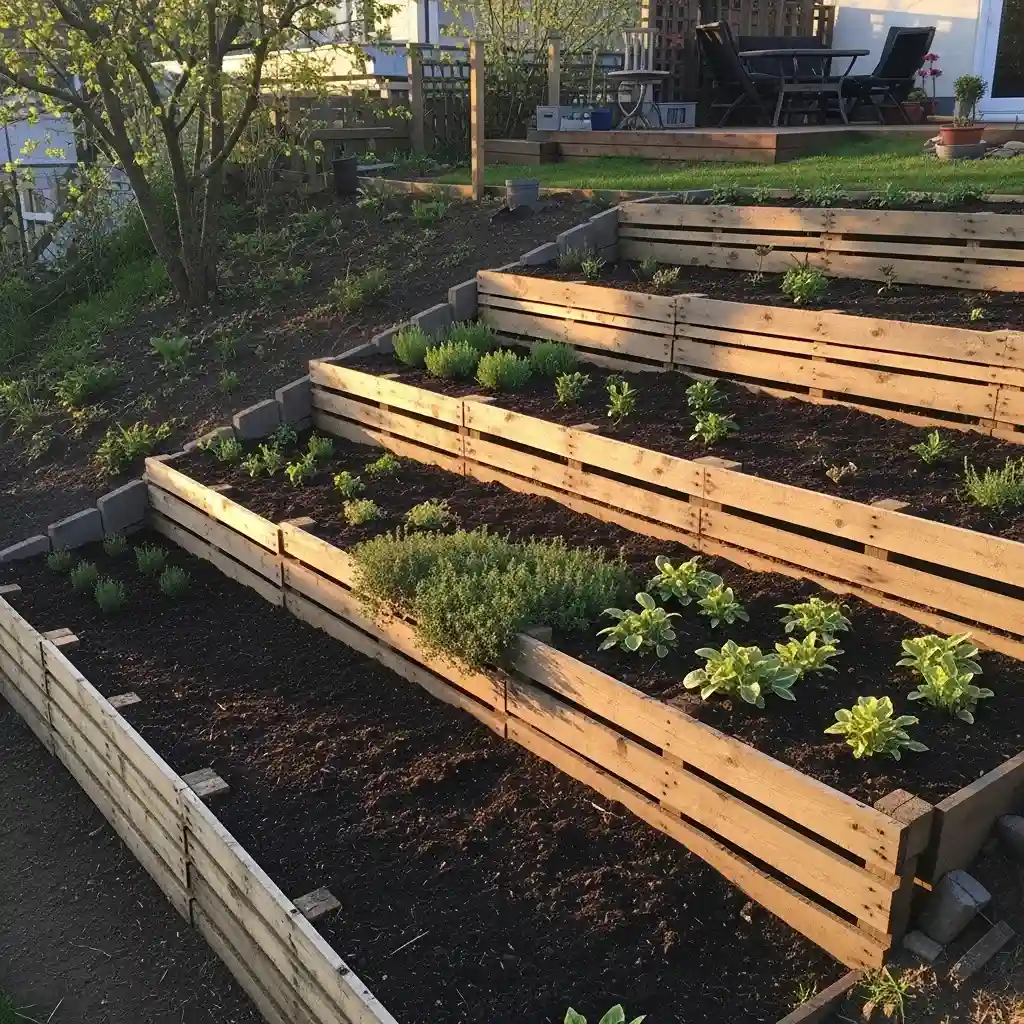 20 Sloped Yard Pallet Terraces