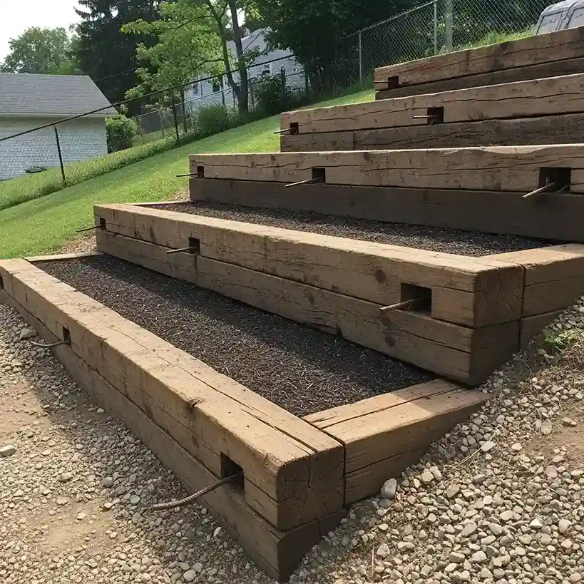 4 Railroad Tie Retaining Terraces