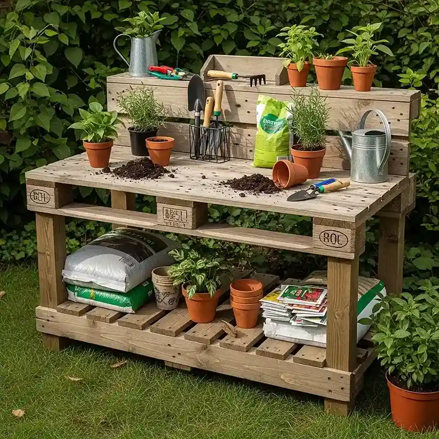 4 pallet Potting Bench