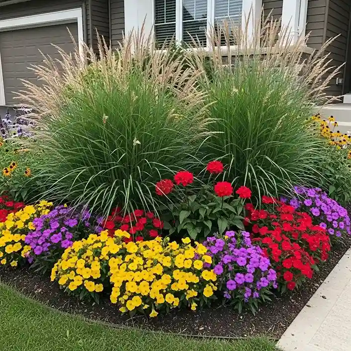 8 Ornamental Grass and Flower Combination Bed