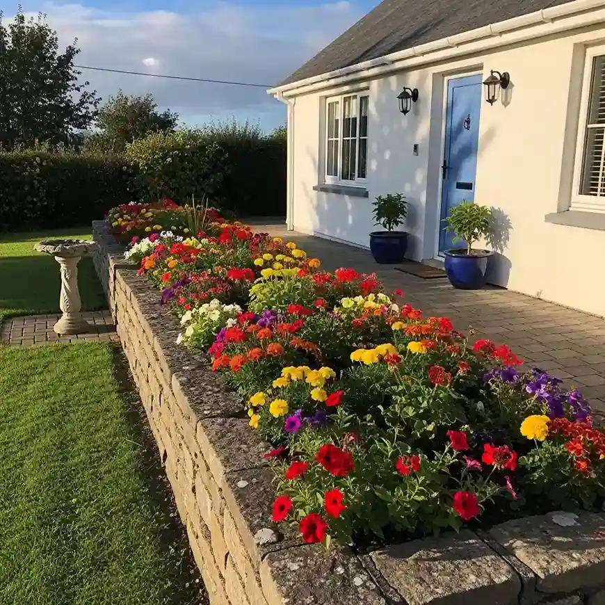 9 Raised Flower Bed Along the Pathway