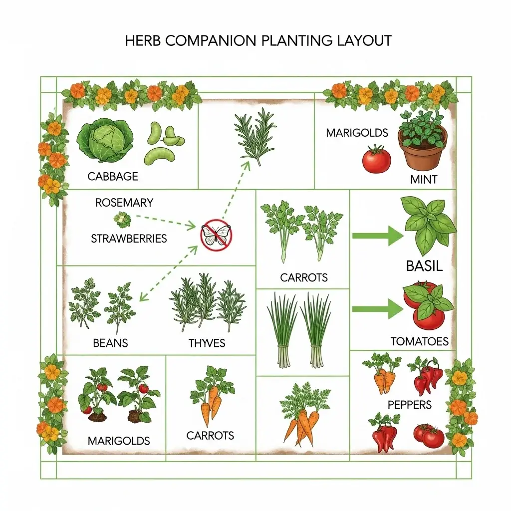 12 Herb Companion Planting Layout