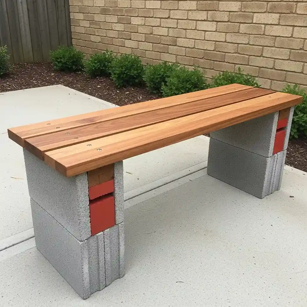 13 DIY Garden Bench from Cinder Blocks and Timber