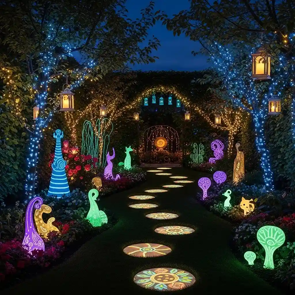 13 Glow in the Dark and Illuminated Garden Features