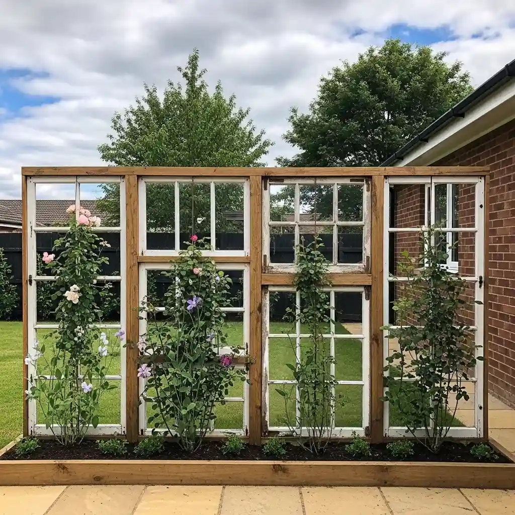 13 Repurposed Window Frame Trellis Screen