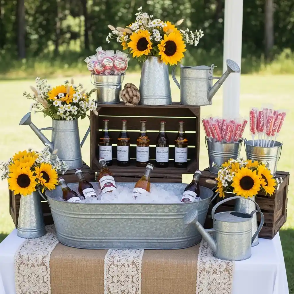 17 Galvanised Metal Decorations