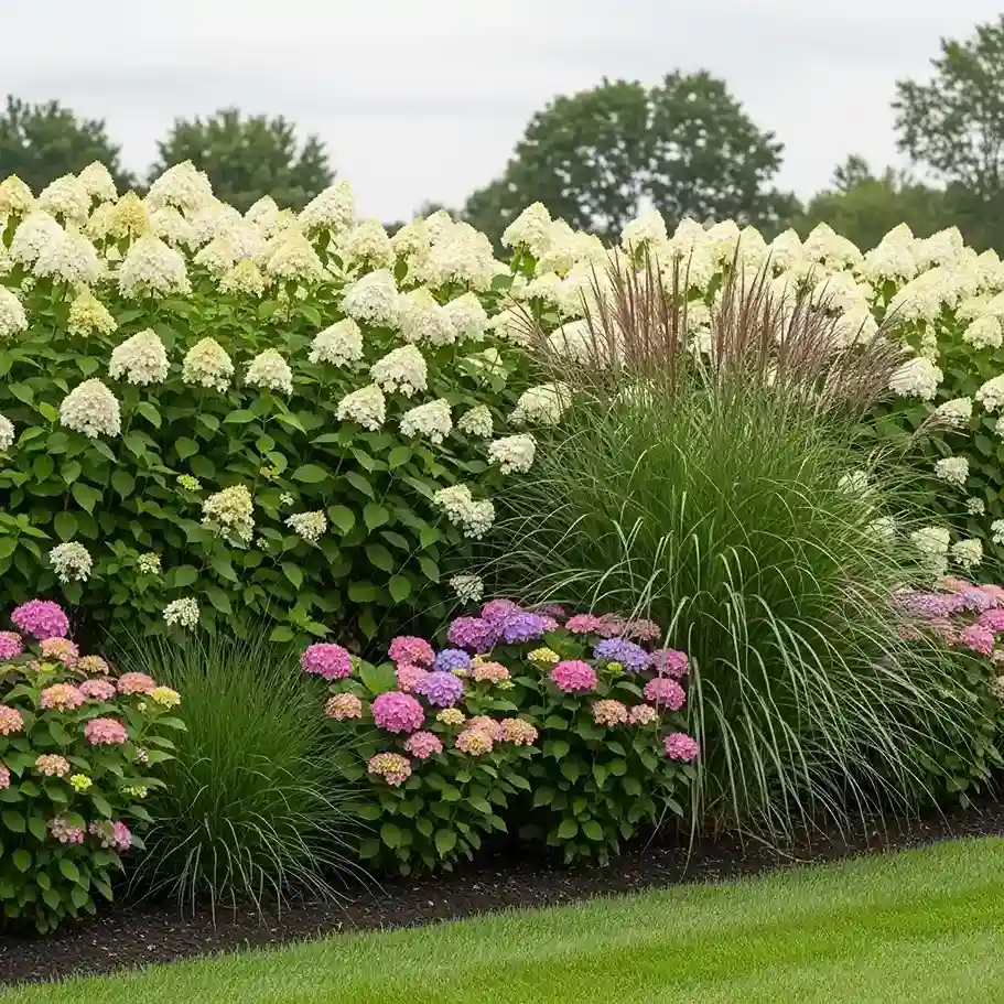 18 Hydrangea and Ornamental Grass Mixed Screen