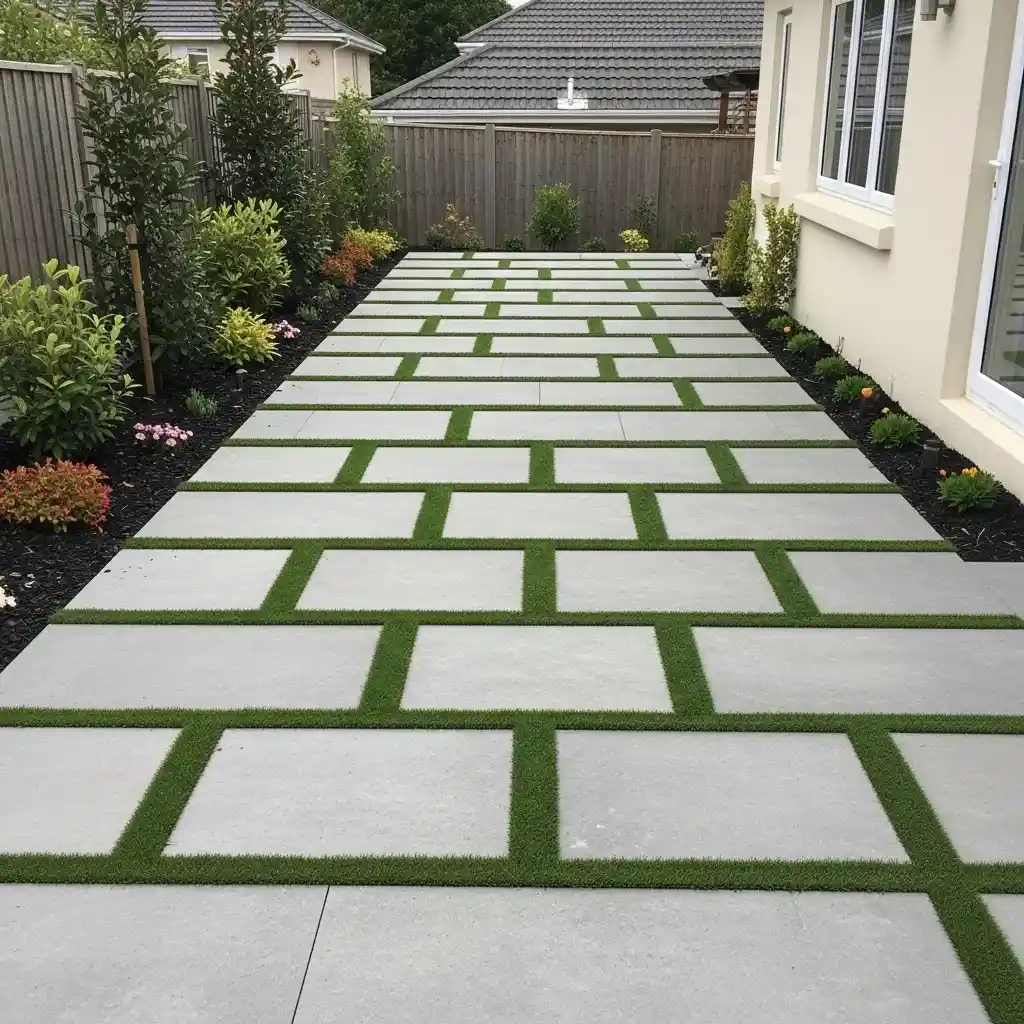 19 Pavers and Artificial Grass Strips