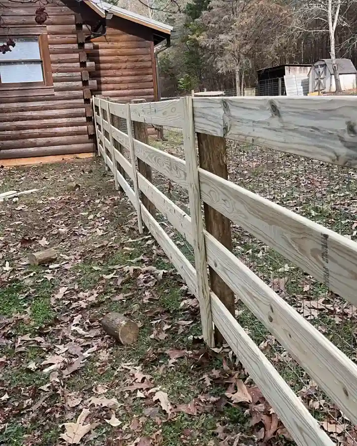 2 Horizontal Wood and Wire Fence