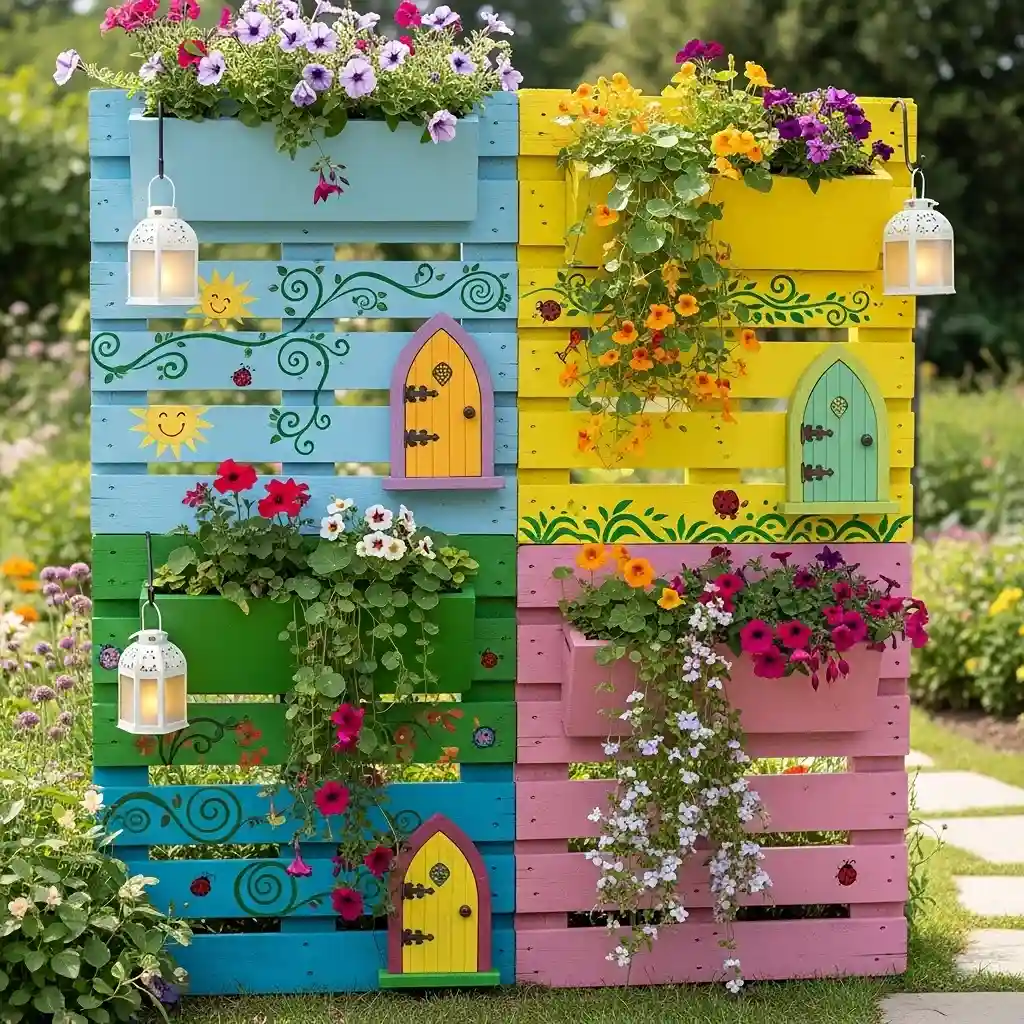 22 Whimsical Pallet Garden Feature