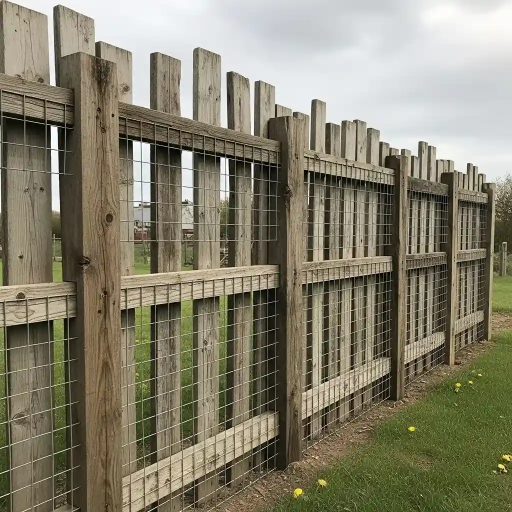 23 Reclaimed Wood and Wire Fence
