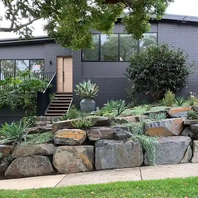 10 Boulders in a Front Yard Landscape