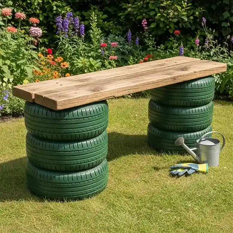 11 Tire Garden Bench