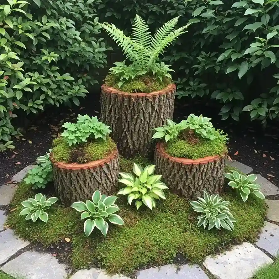 14 Stumpery in a Small Garden