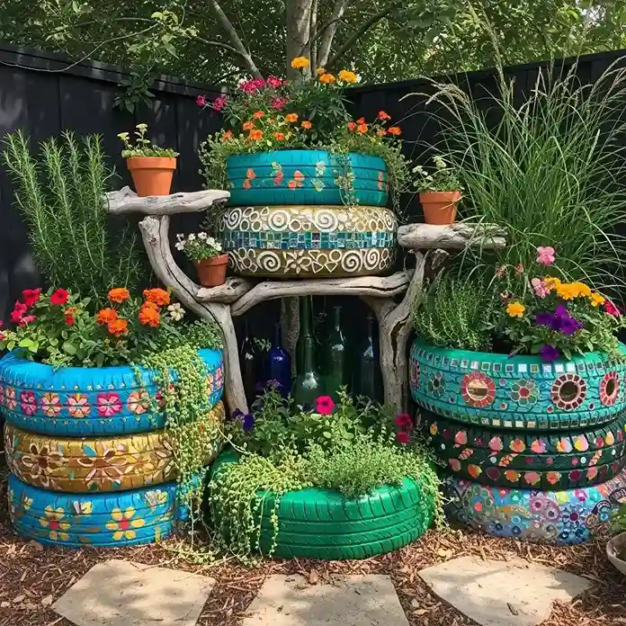 14 Tire Bohemian Garden Feature