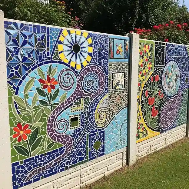 14. Mosaic Fence Decoration