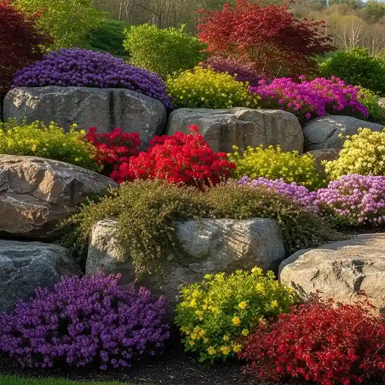 17 Boulders with Flowering Shrubs