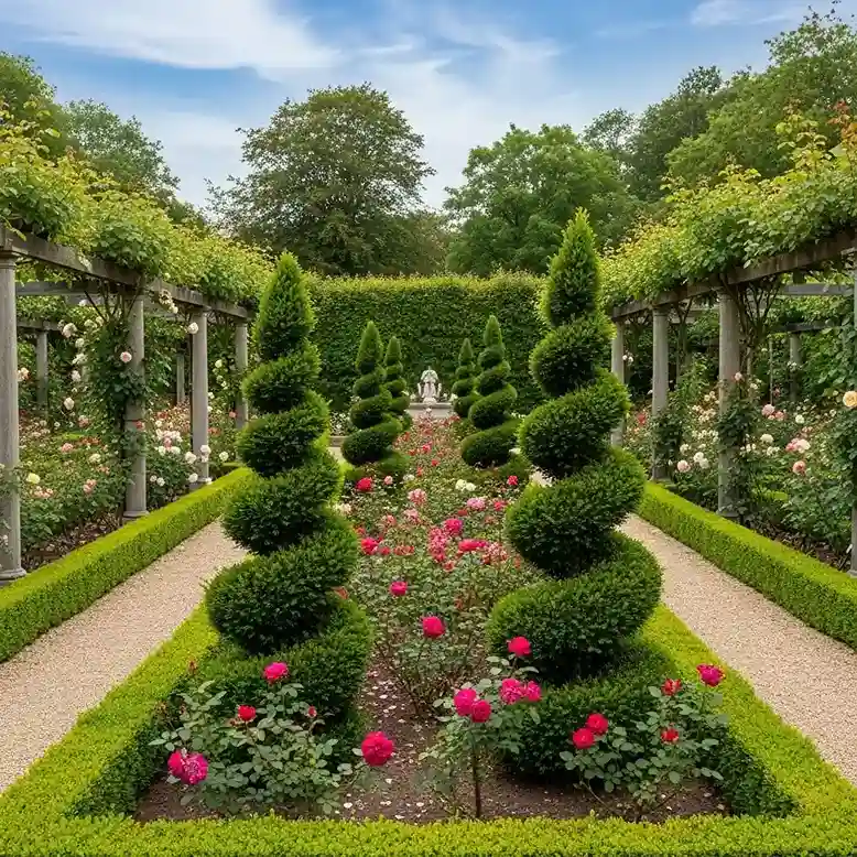 17. Rose Garden with Topiary