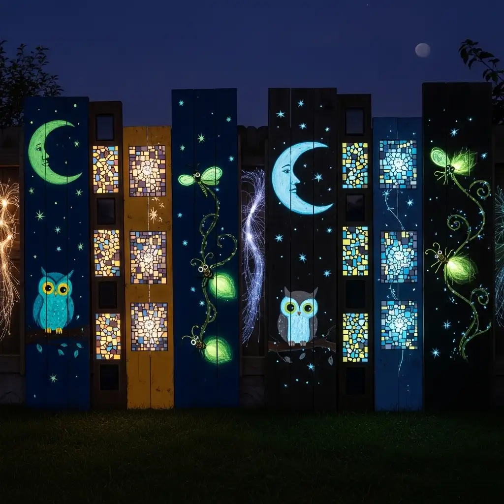 18. Night Glow Fence Art