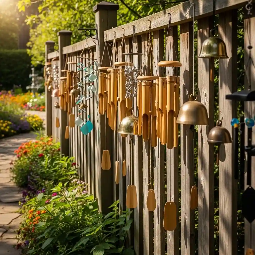 19. Hanging Wind Chimes and Garden Sound Features