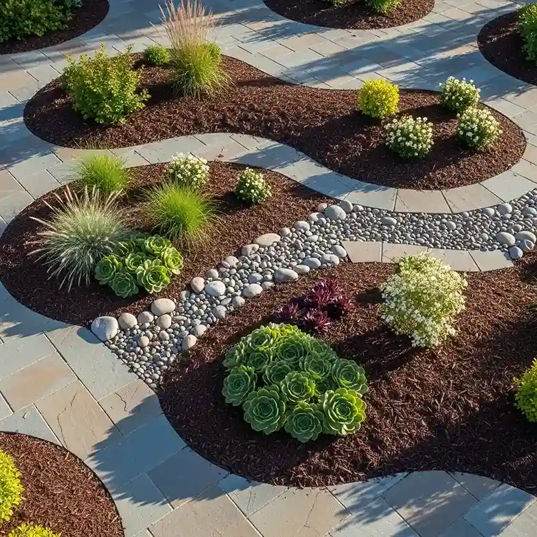 20 Stone Paving and Mulch Islands