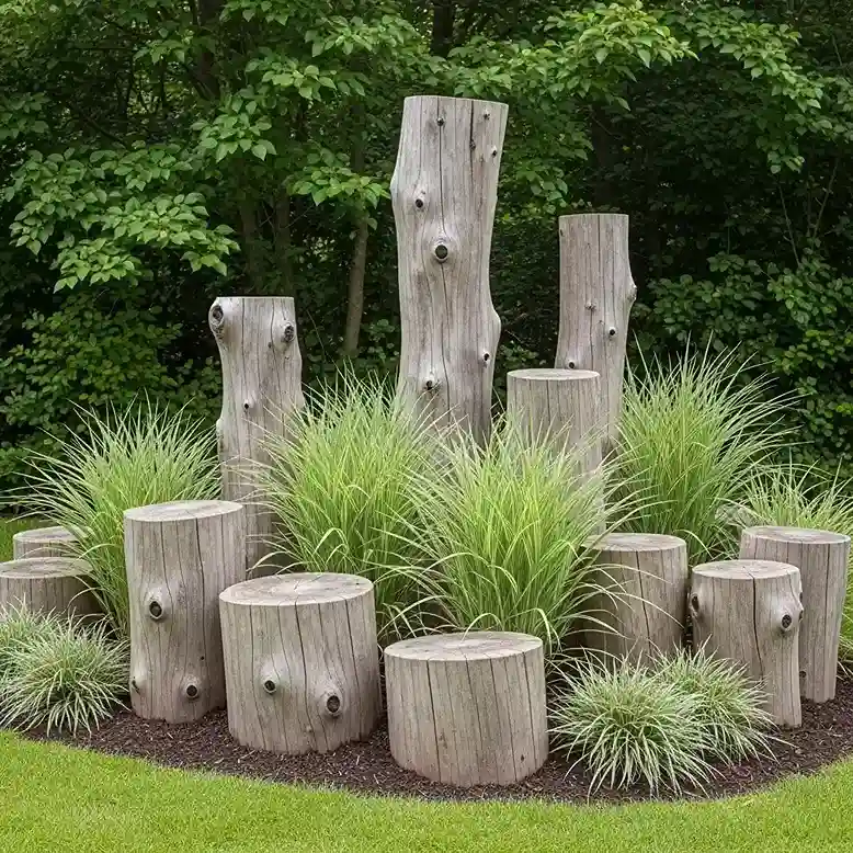21 Stumpery with Ornamental Grasses