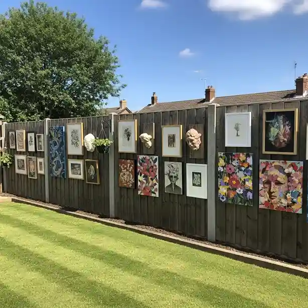 21. Fence Art Gallery with Mixed Media