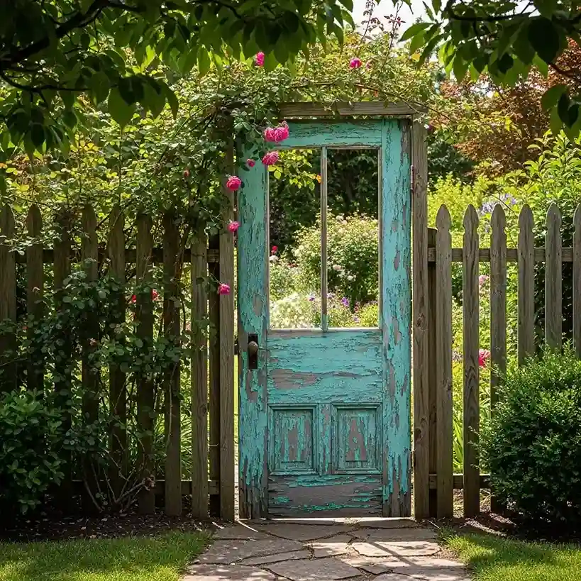 21. Repurposed Door as Fence Feature