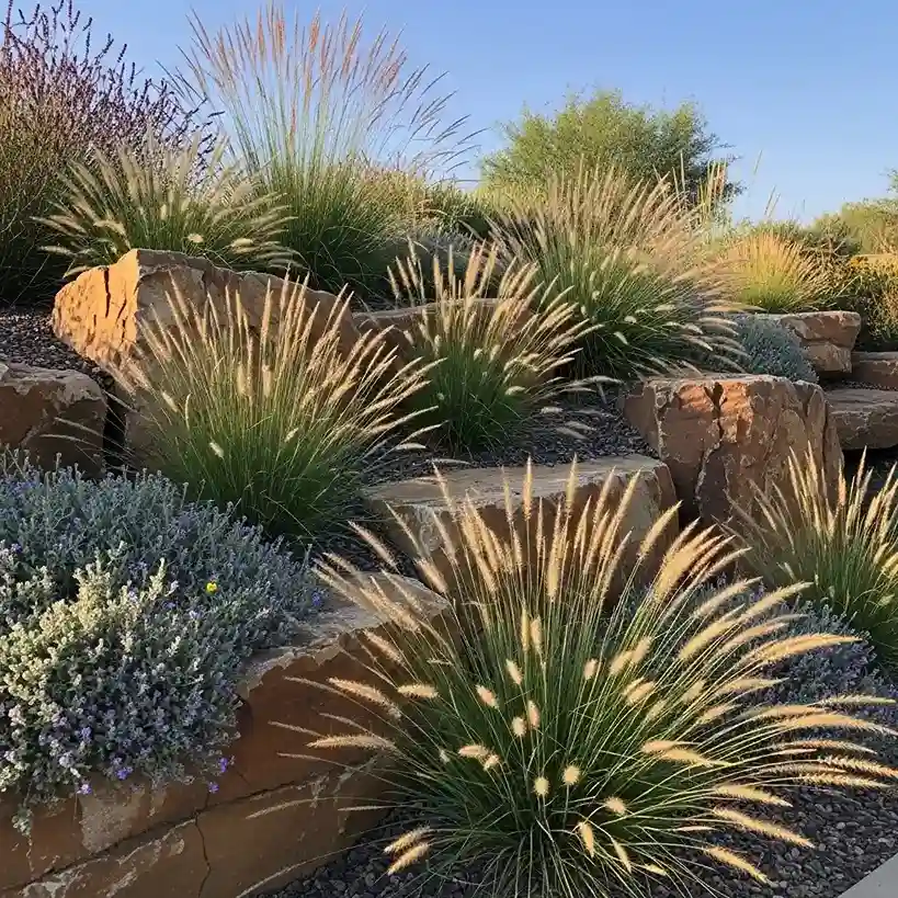 23. Rock and Ornamental Grass Combination