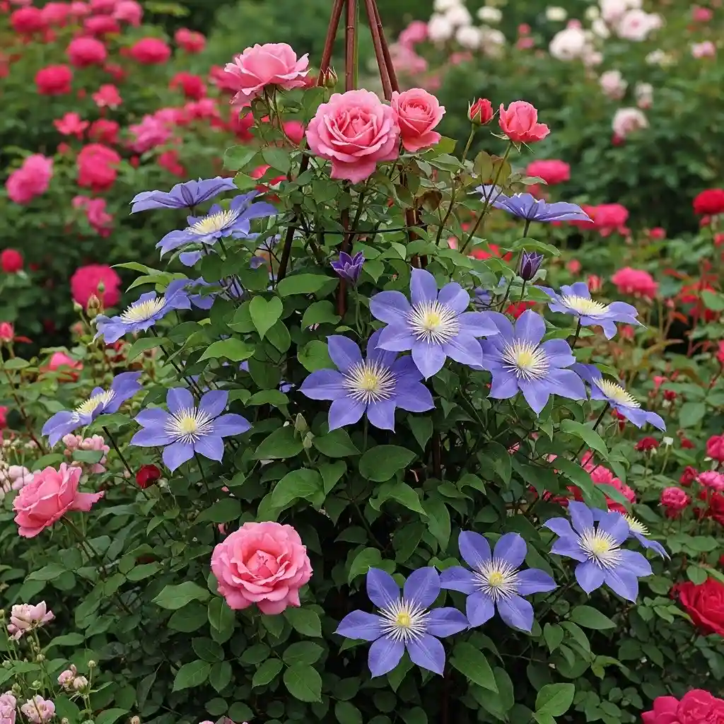 23. Rose and Clematis Combination