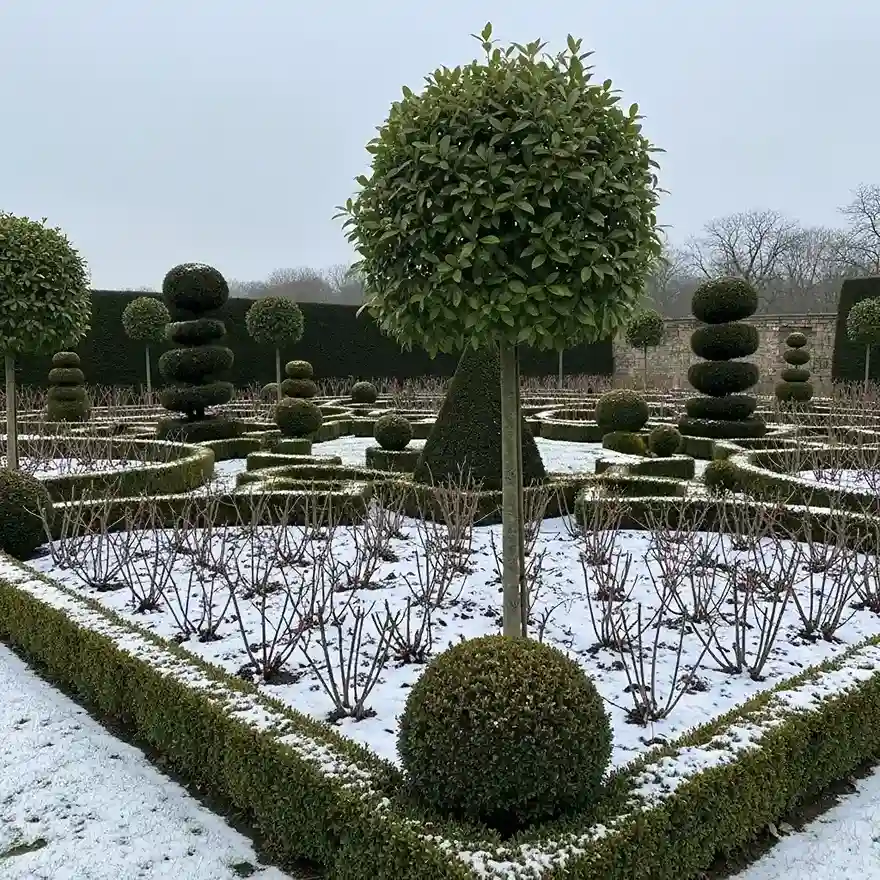 36. Rose Garden with Evergreen Structure