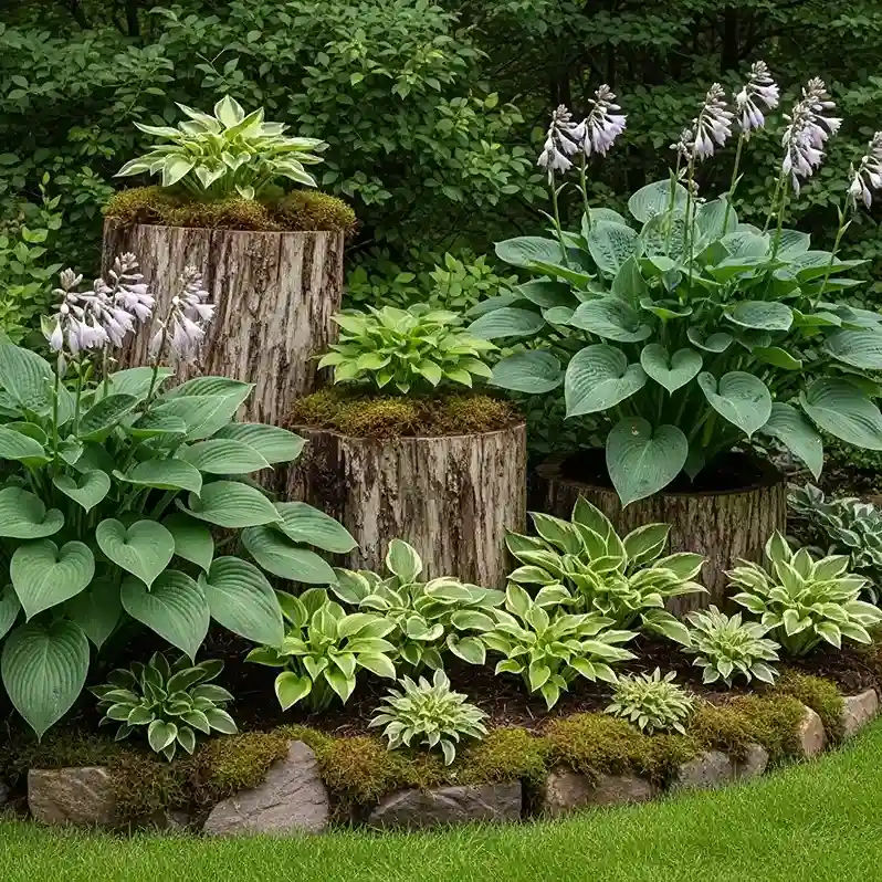 4 Hosta Stumpery