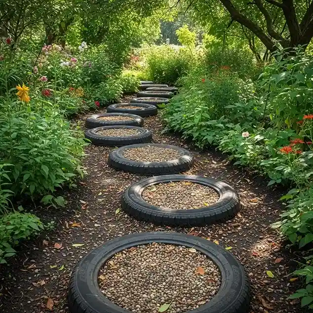5 Tire Pathway Stepping Stones