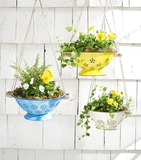 6 Vintage Colander Hanging Planter