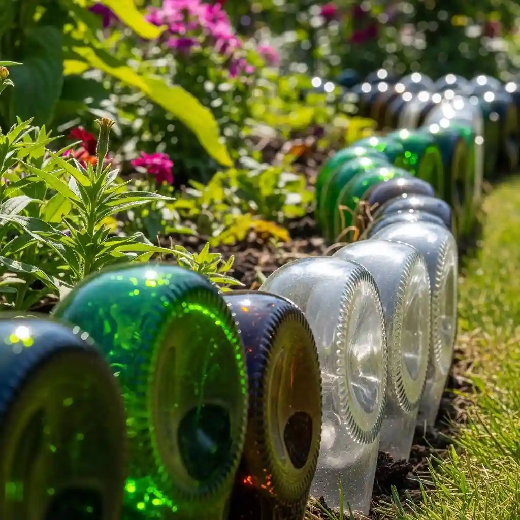 7 Glass Bottle Garden Edging