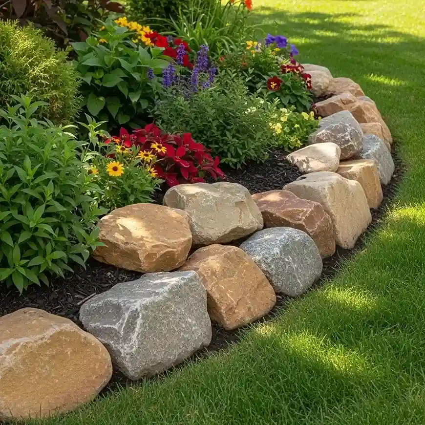7. Rock Edging for Garden Beds