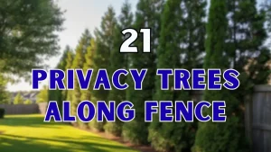 privacy trees along fence