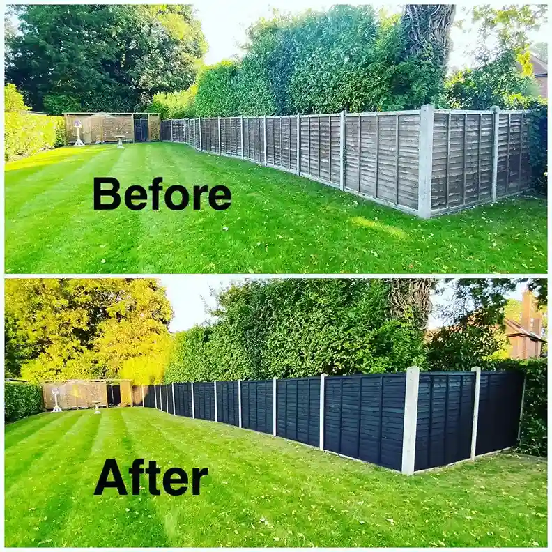 10. Two Tone Fence with White and Wood Stain