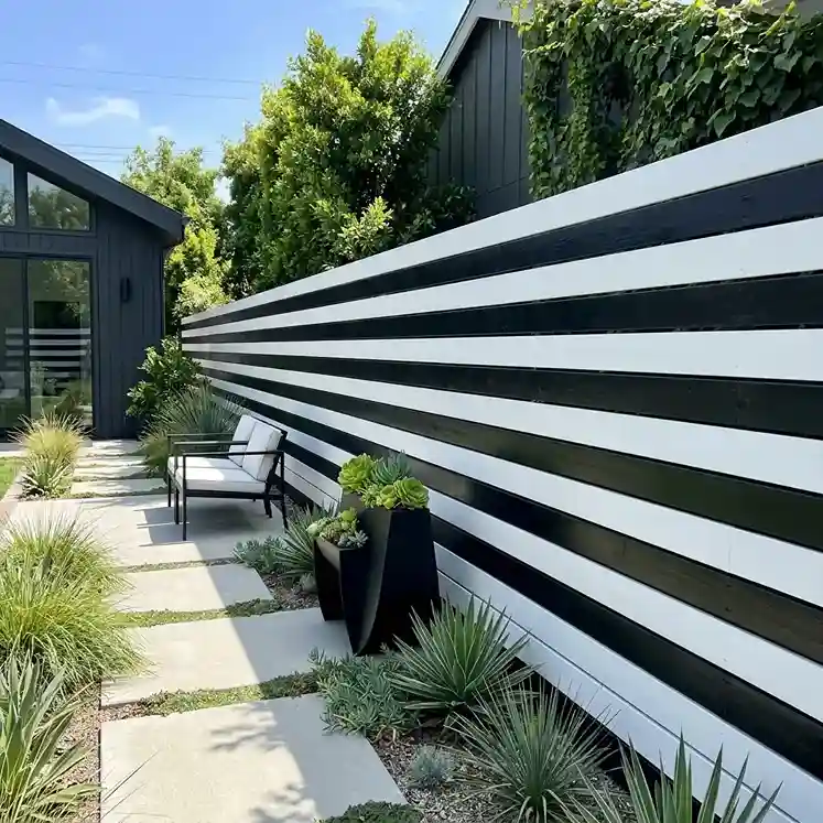 25. Black and White Striped Fence