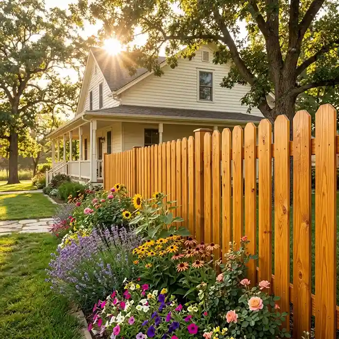 30. Warm Honey Wood Stain Fence